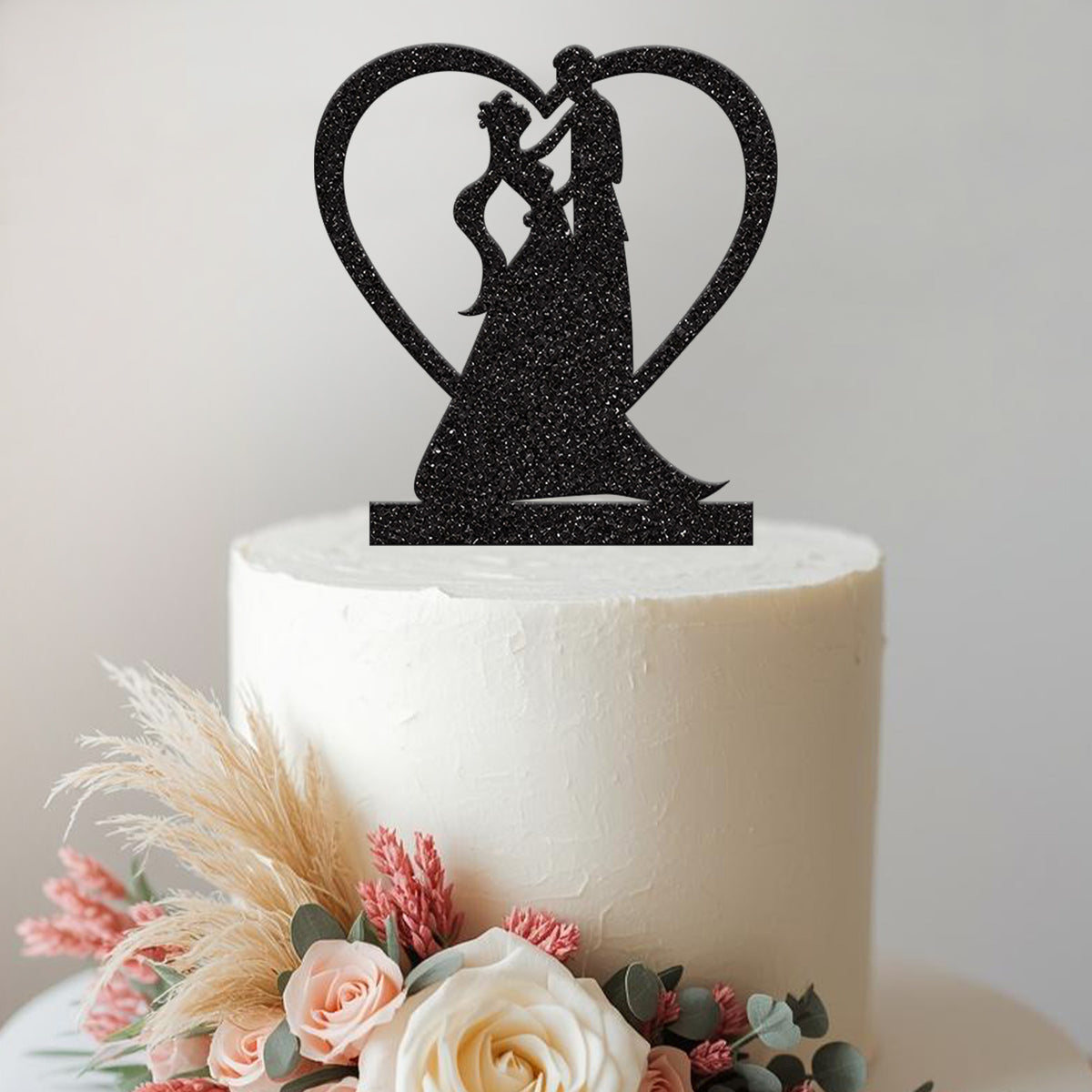 Romantic Couple Heart Wedding Cake Topper - view 2 Main image