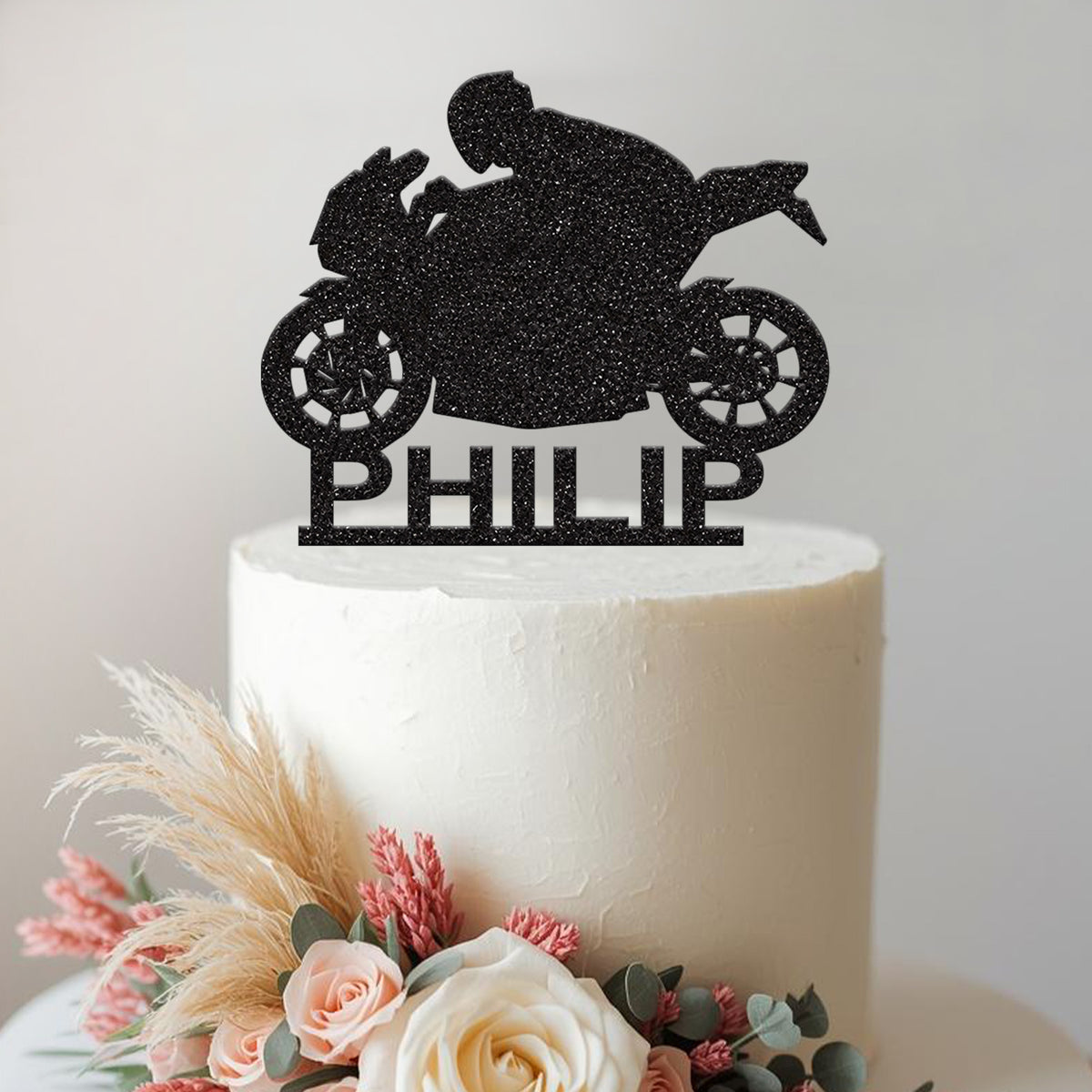 Personalised Road Racing Motorbike Cake Topper – Name - view 2