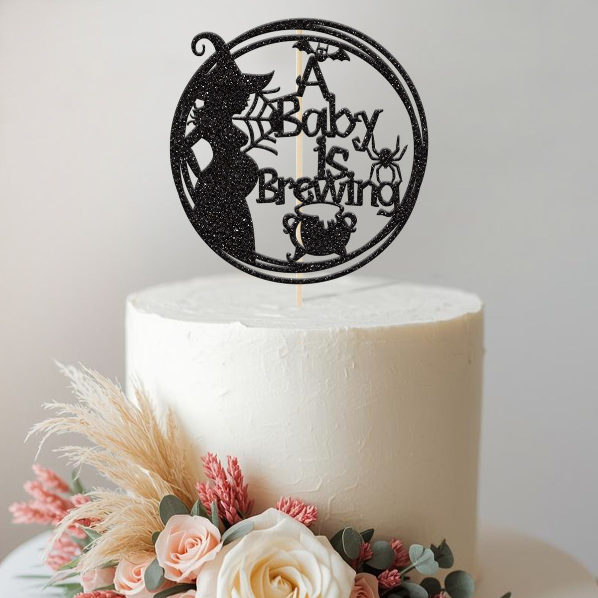 A Baby is Brewing Witch Hoop Baby Shower Cake Topper - view 2