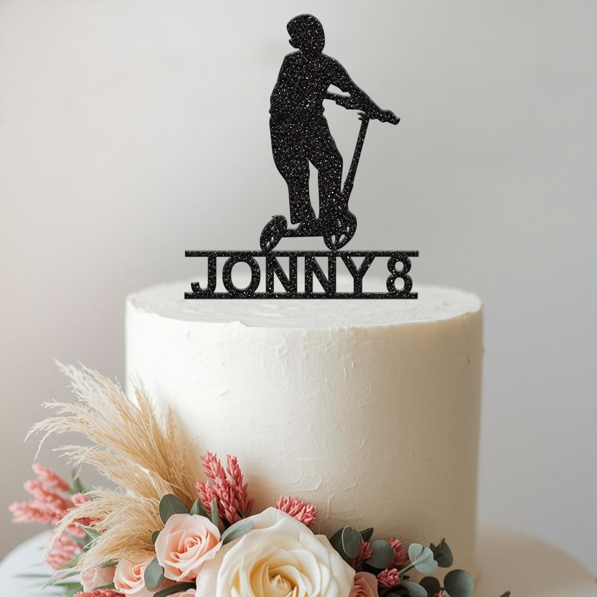 Personalised Standing Scooter Rider Cake Topper – Name & Age - view 2