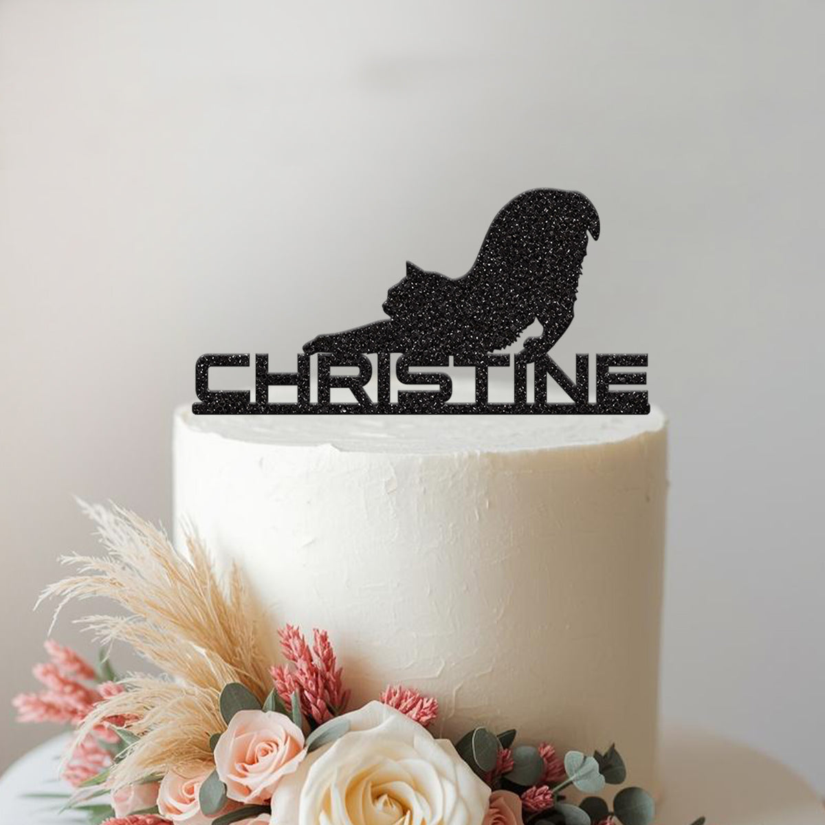 Personalised Stretching Cat Cake Topper – Name - view 2