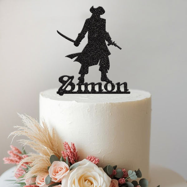 Personalised Pirate Captain Cake Topper – Name - view 2