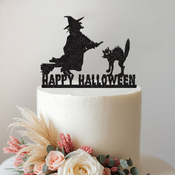 Happy Halloween Witch & Cat Cake Topper - view 2