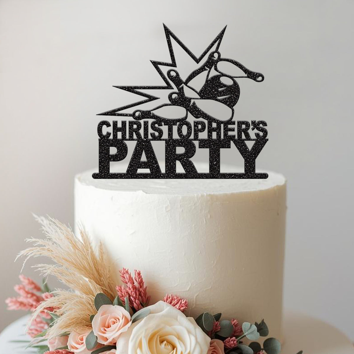 Personalised Bowling Party Cake Topper – Name - view 2 Main image