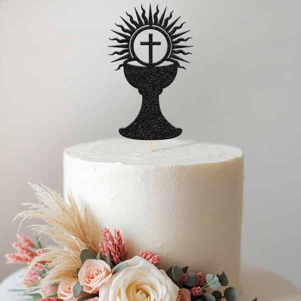 Chalice and Radiant Cross Holy Communion Cake Topper - view 2
