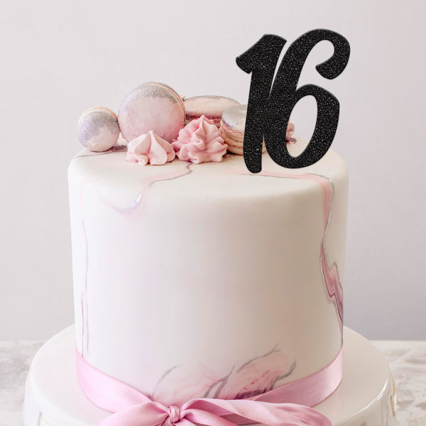 Number 16 Script Birthday Cake Topper - view 2