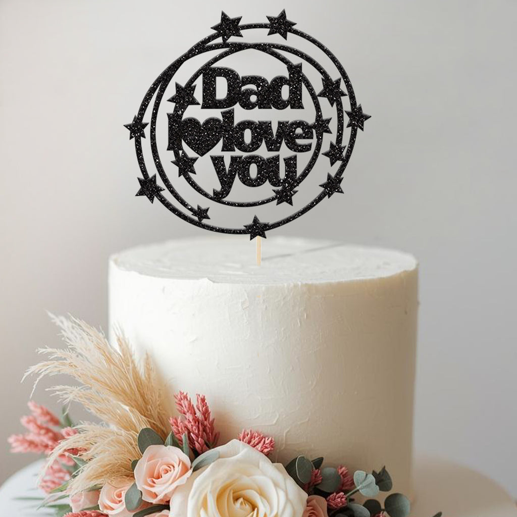 Dad I Love You Stars Circle Cake Topper - view 2