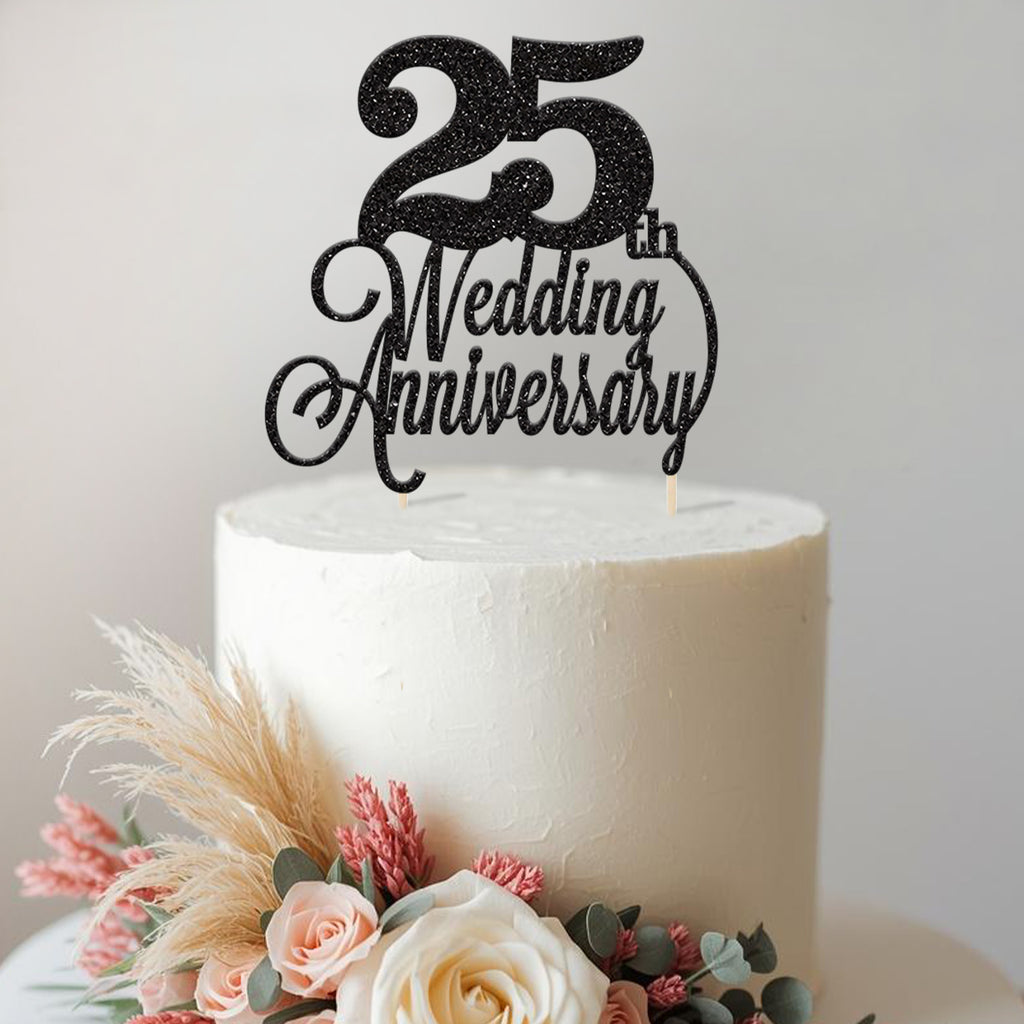 25th Wedding Anniversary Script Cake Topper - view 2