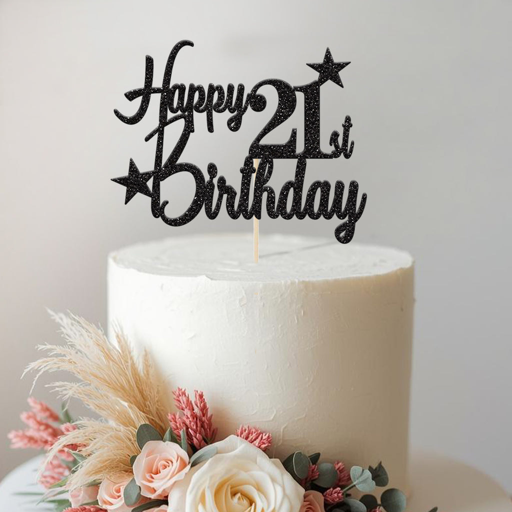Happy 21st Birthday Stars Cake Topper - view 2