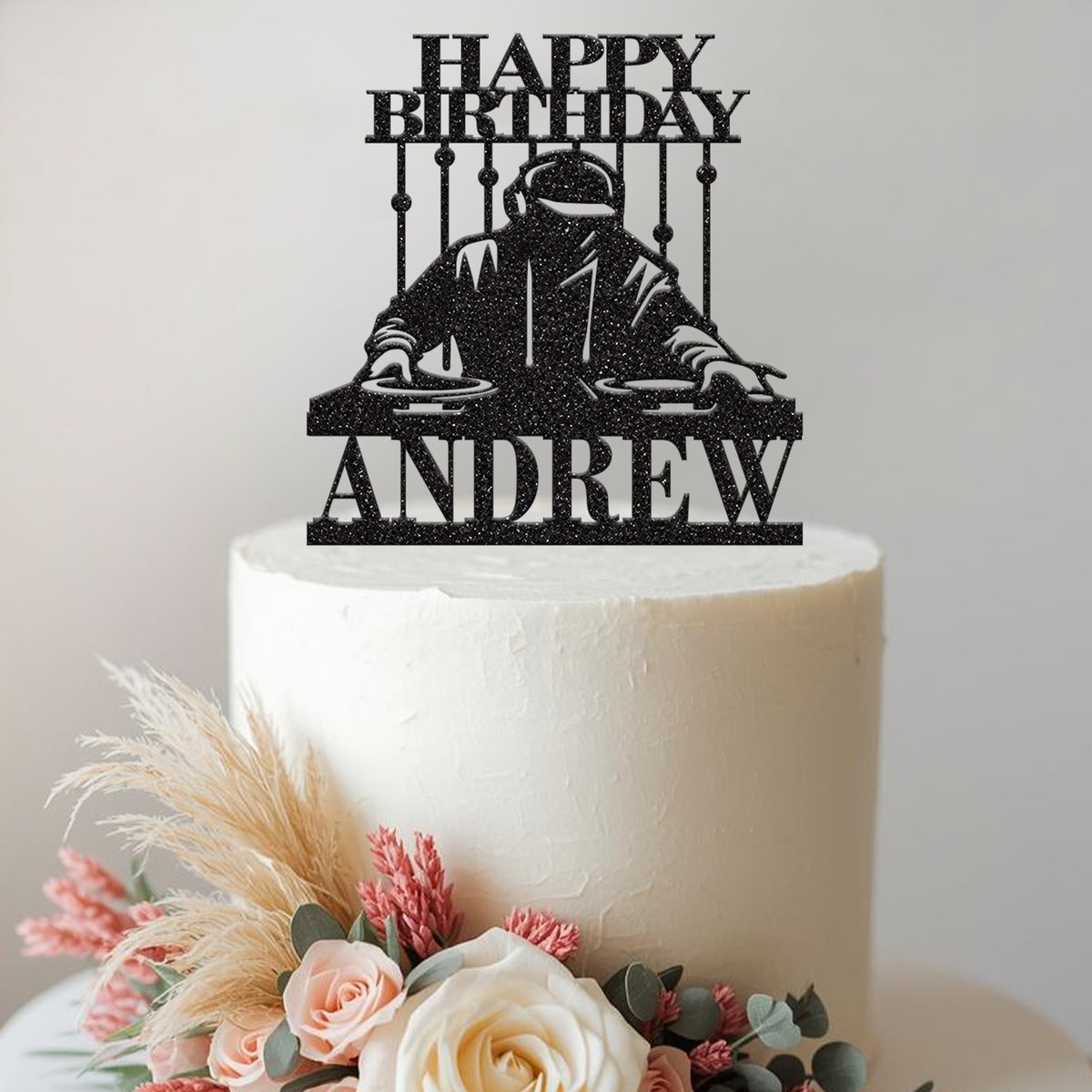 Personalised DJ Mixing Decks Cake Topper – Name - view 2
