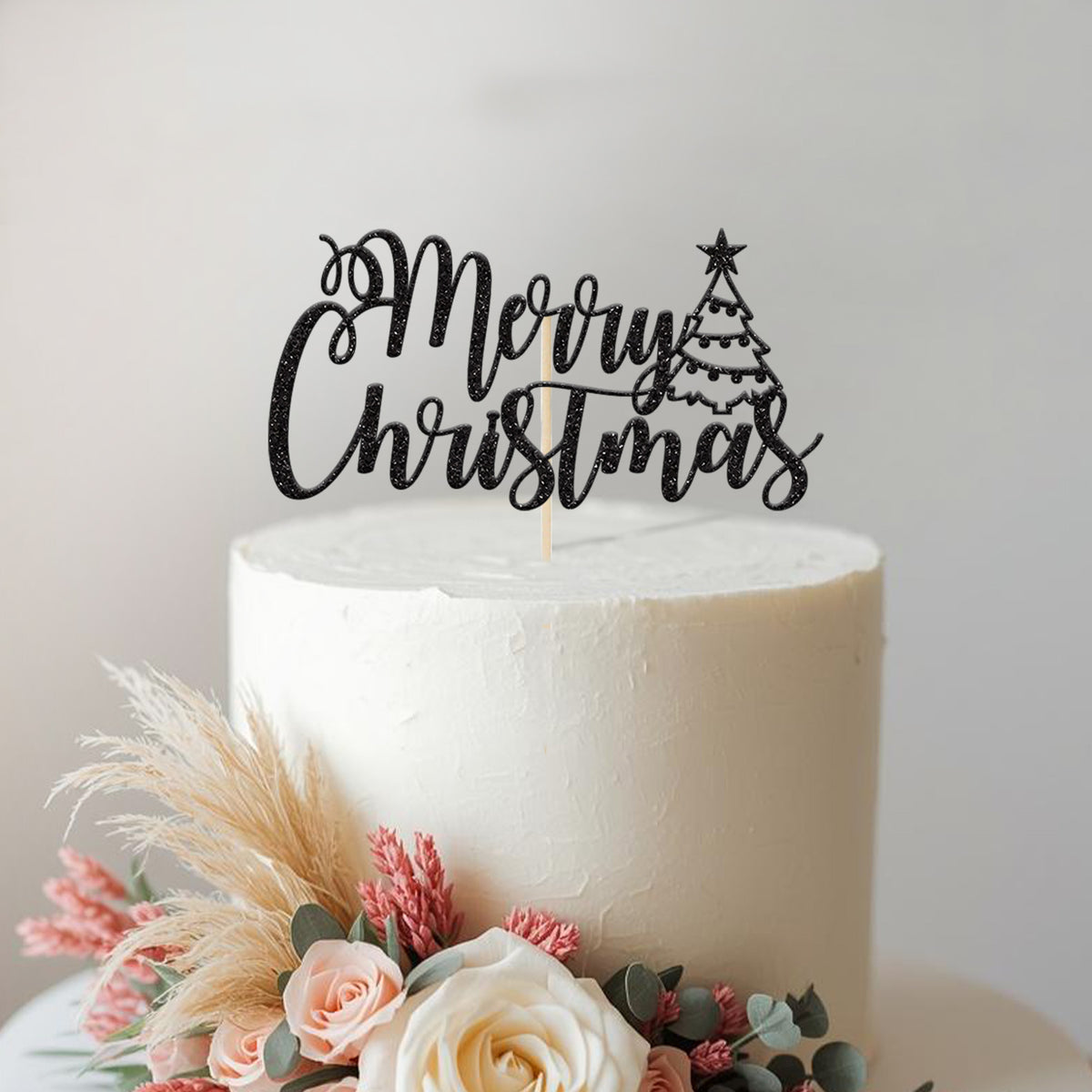 Merry Christmas Tree Script Cake Topper - view 2