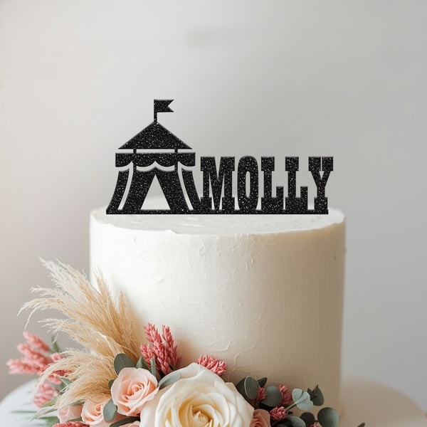 Personalised Circus Tent Cake Topper – Name - view 2