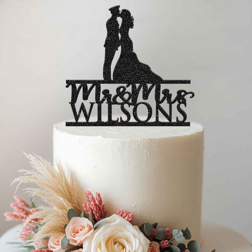 Personalised Uniformed Groom Wedding Cake Topper – Surname - view 2