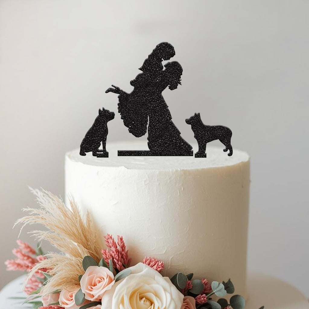 Two Brides with Two Dogs Wedding Cake Topper - view 2