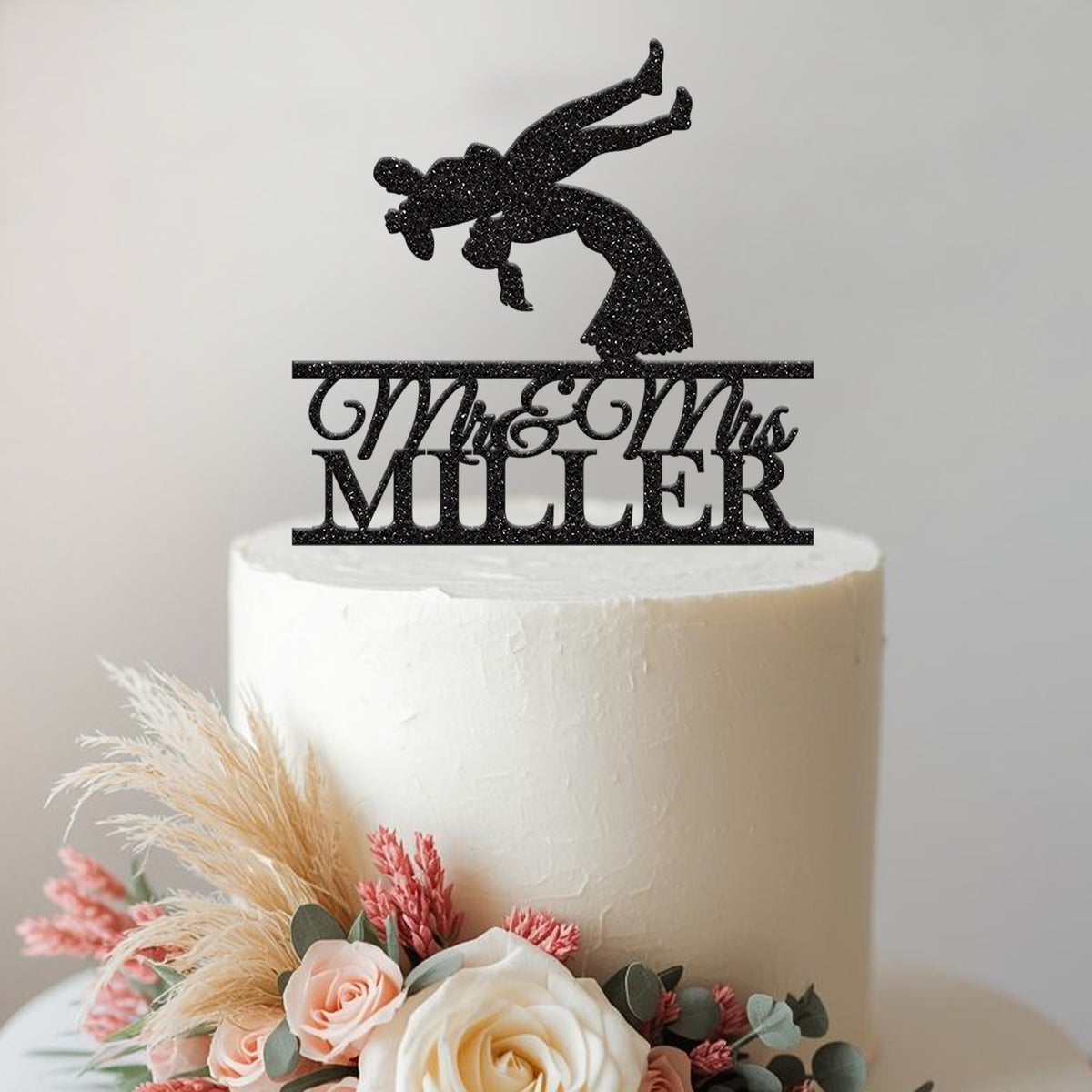 Personalised Bride Throwing Groom Cake Topper – Surname - view 2 Main image