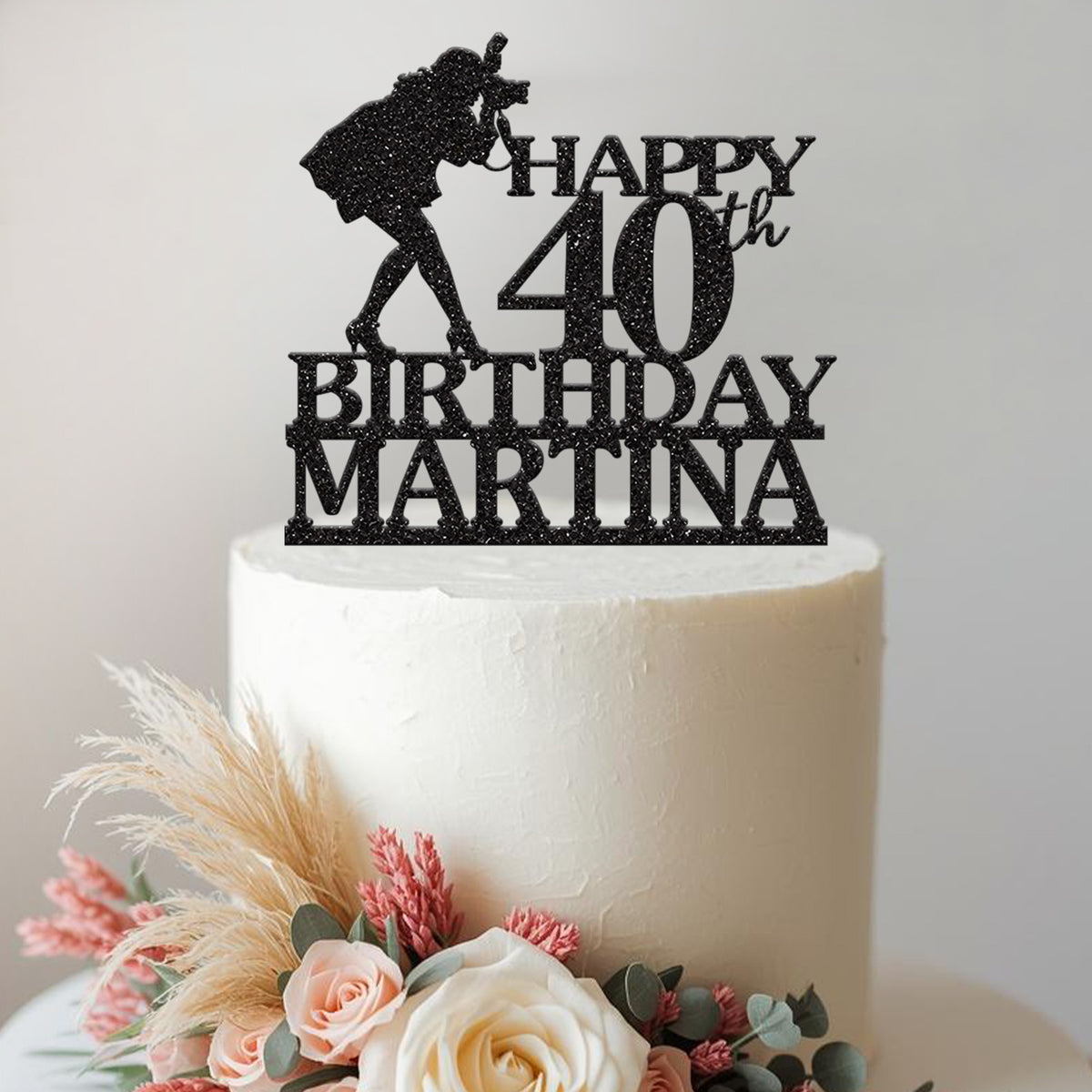Personalised Female Photographer Cake Topper – Name & Age - view 2