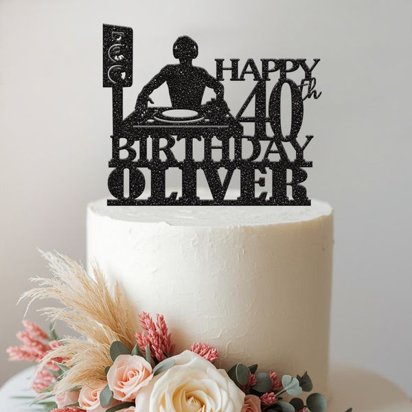 Personalised DJ and Speaker Cake Topper – Name & Age - view 2