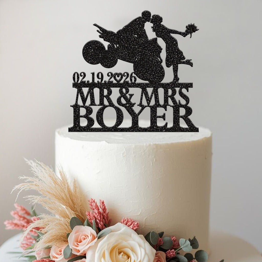 Personalised Quad Bike Wedding Cake Topper – Surname & Date - view 2