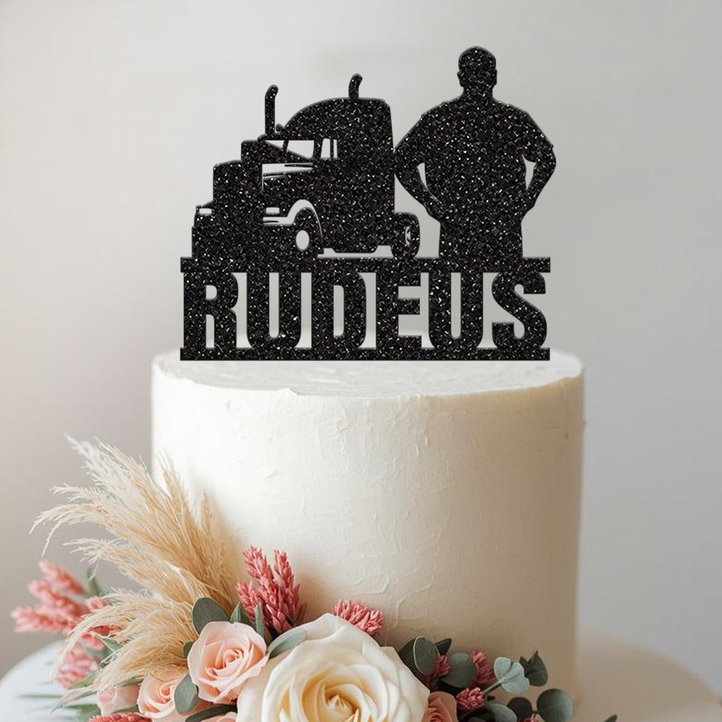 Personalised Truck and Driver Cake Topper – Name - view 2
