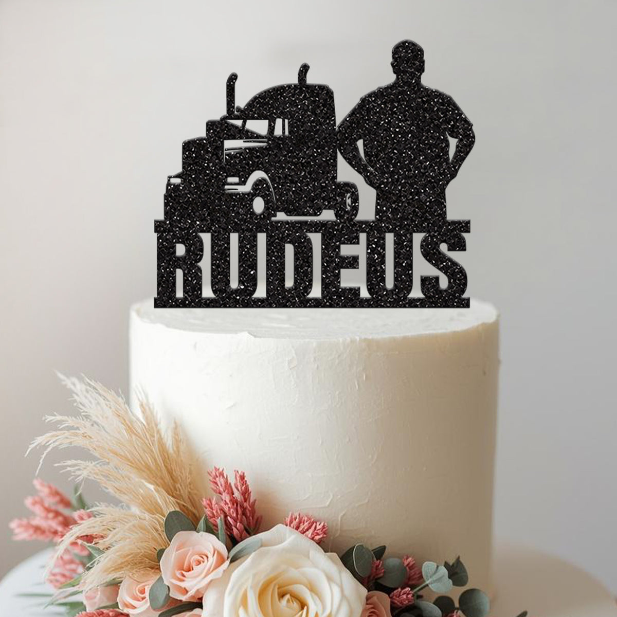 Personalised Truck and Driver Cake Topper – Name - view 2