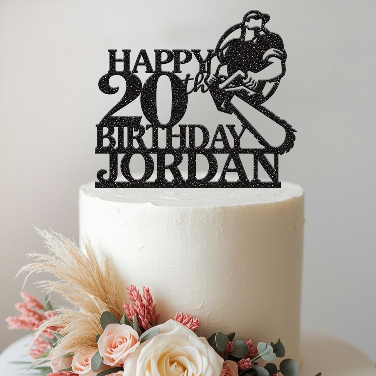 Personalised Chainsaw Birthday Cake Topper – Name & Age - view 2