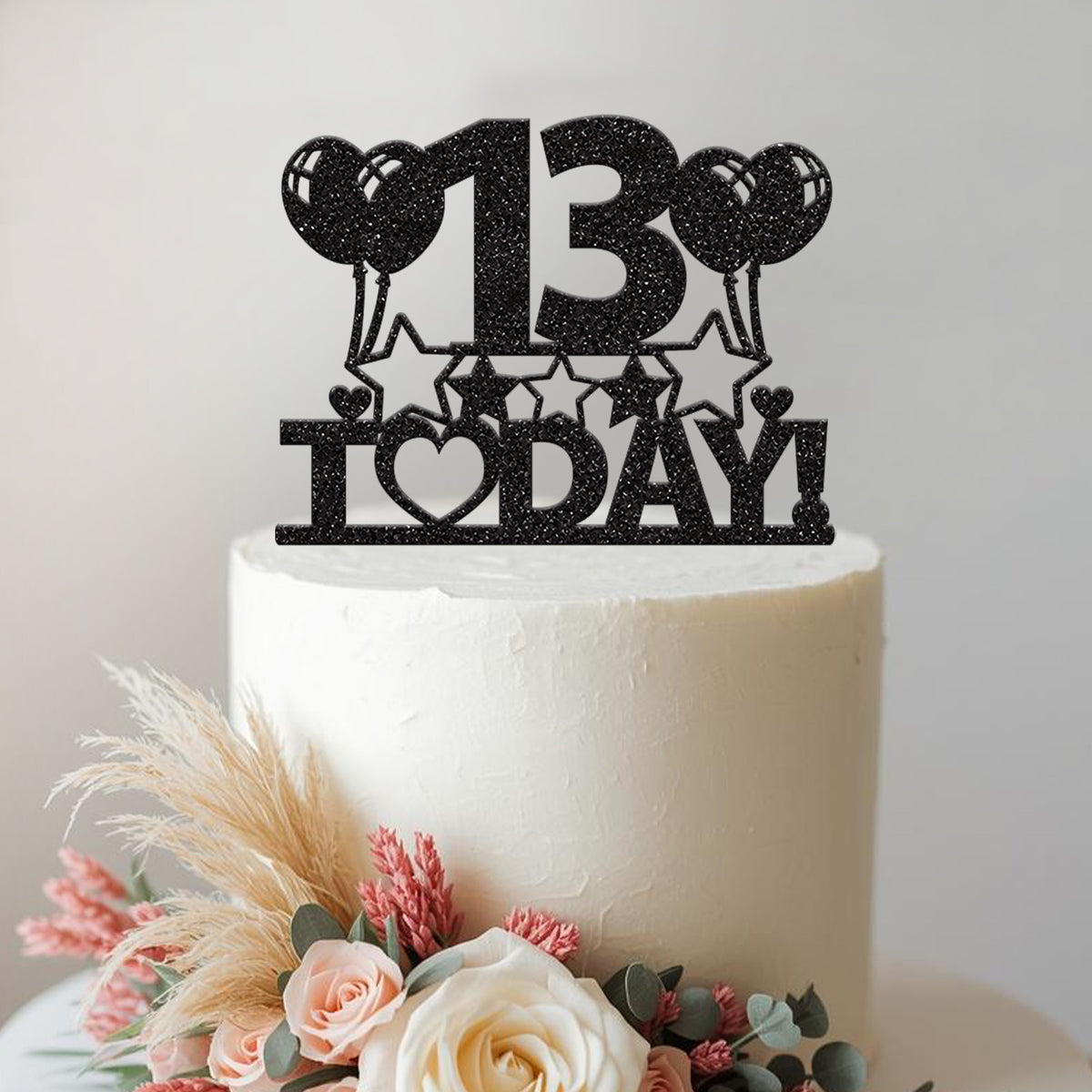 Personalised Balloons & Stars Today Cake Topper – Age - view 2