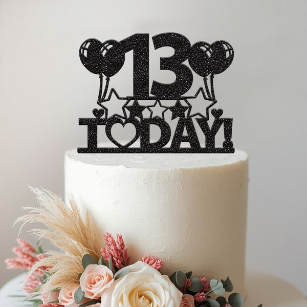 Personalised Balloons & Stars Today Cake Topper – Age - view 2