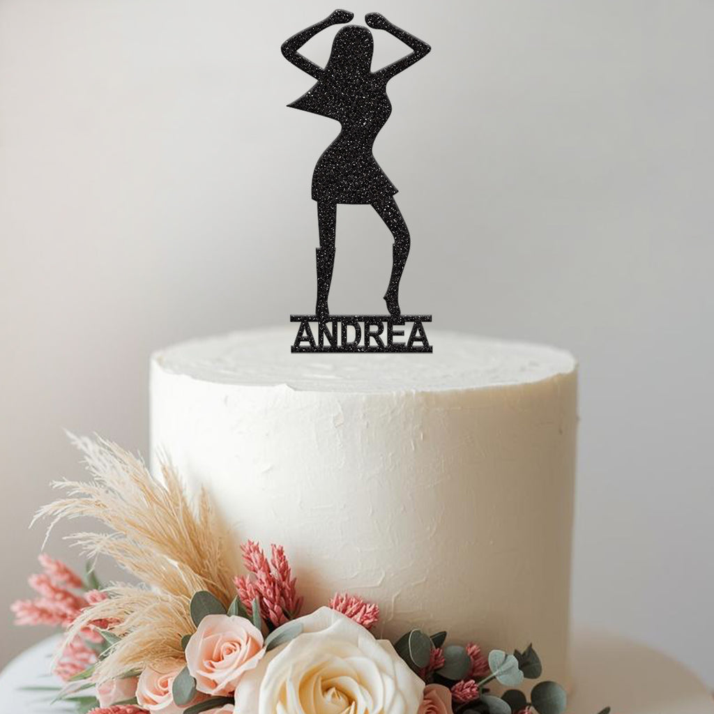 Personalised Disco Dancer Cake Topper – Name - view 2