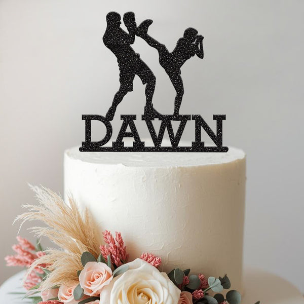 Personalised Kickboxing Pair Cake Topper – Name - view 2