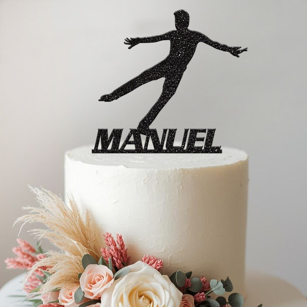 Personalised Figure Skater Balance Pose Cake Topper – Name - view 2