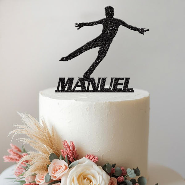 Personalised Figure Skater Balance Pose Cake Topper – Name - view 2