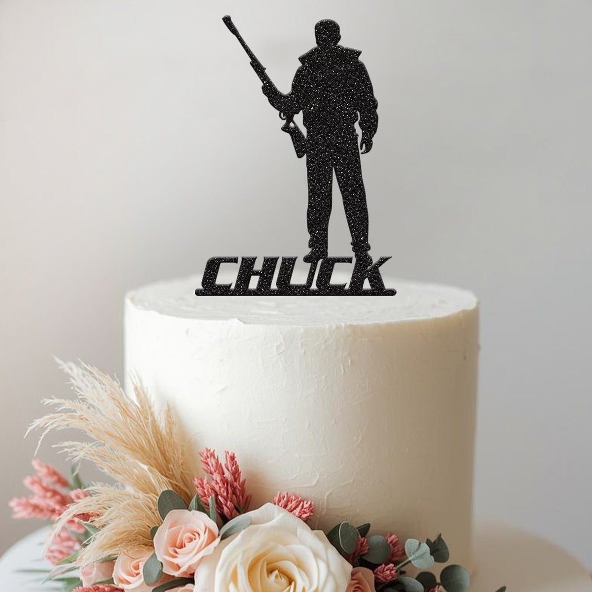 Personalised Hunter Silhouette Cake Topper – Name - view 2