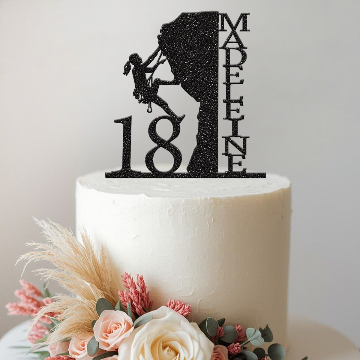 Personalised Female Rock Climber Cake Topper – Name & Age - view 2
