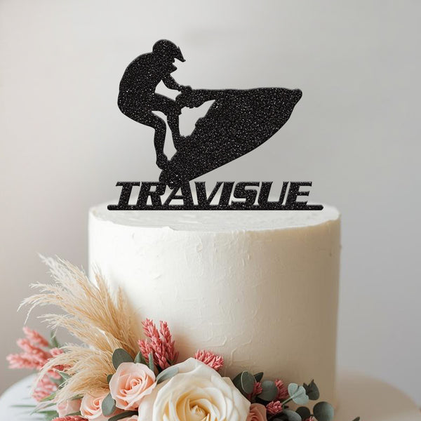 Personalised Jet Ski Jump Cake Topper – Name - view 2