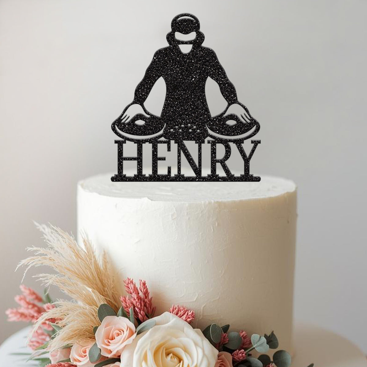 Personalised DJ Twin Turntables Cake Topper – Name - view 2 Main image