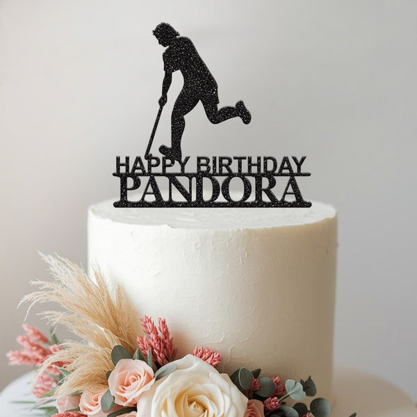 Personalised Field Hockey Cake Topper – Name - view 2