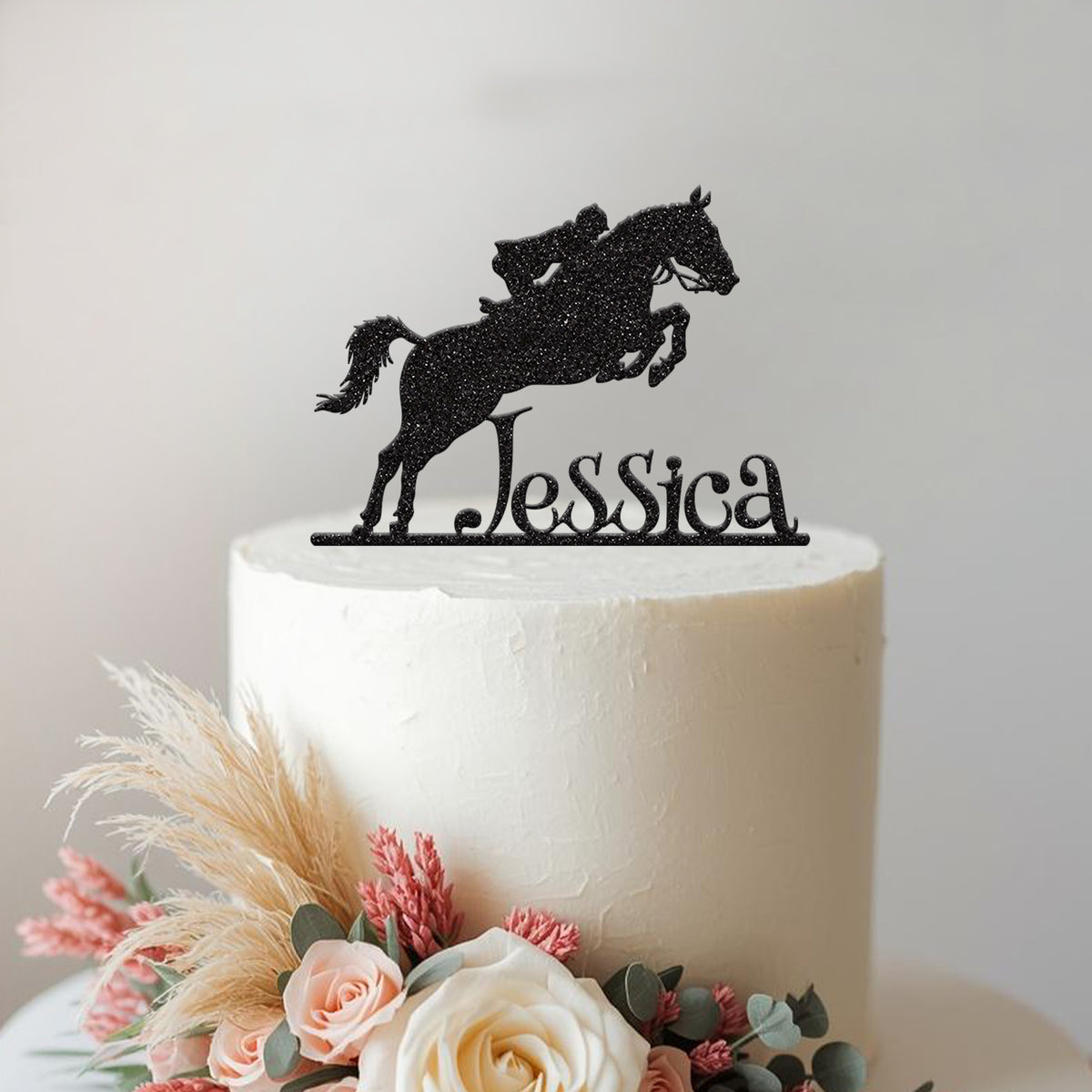 Personalised Show Jumping Horse Cake Topper – Name - view 2
