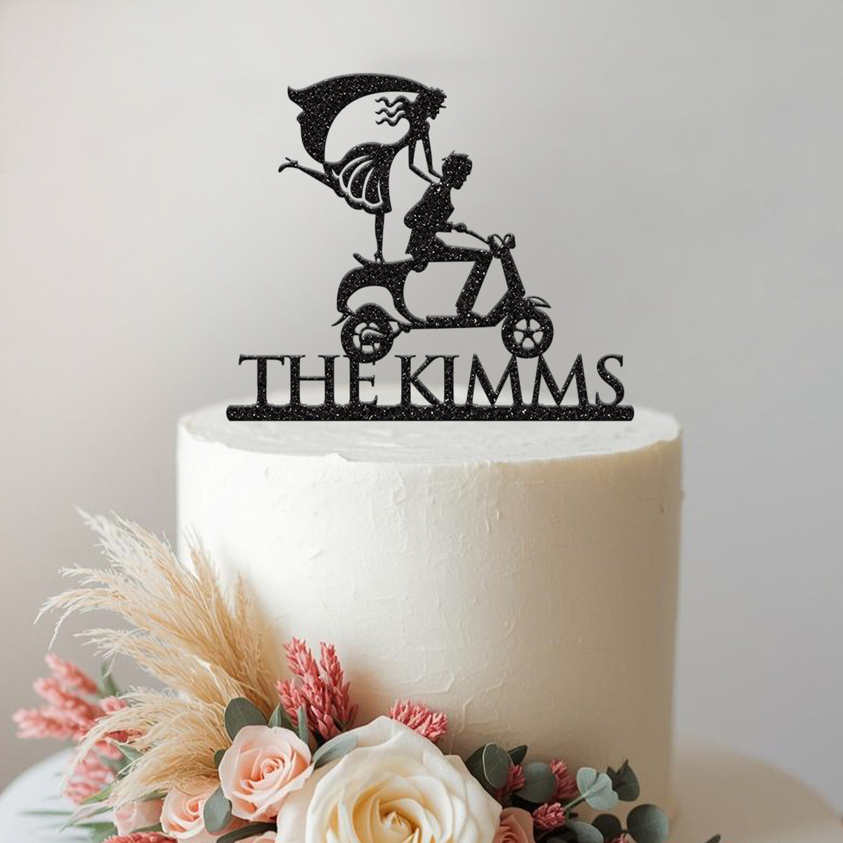 Personalised Scooter Wedding Cake Topper – Surname - view 2 Main image