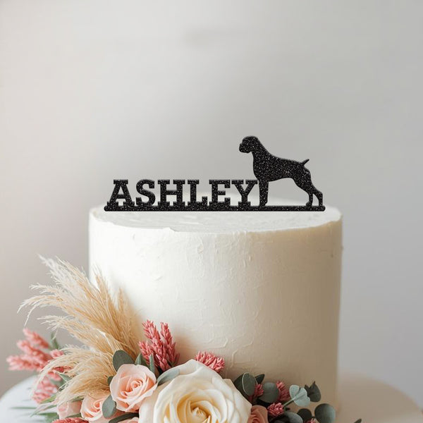 Personalised Standing Dog Silhouette Cake Topper – Name - view 2