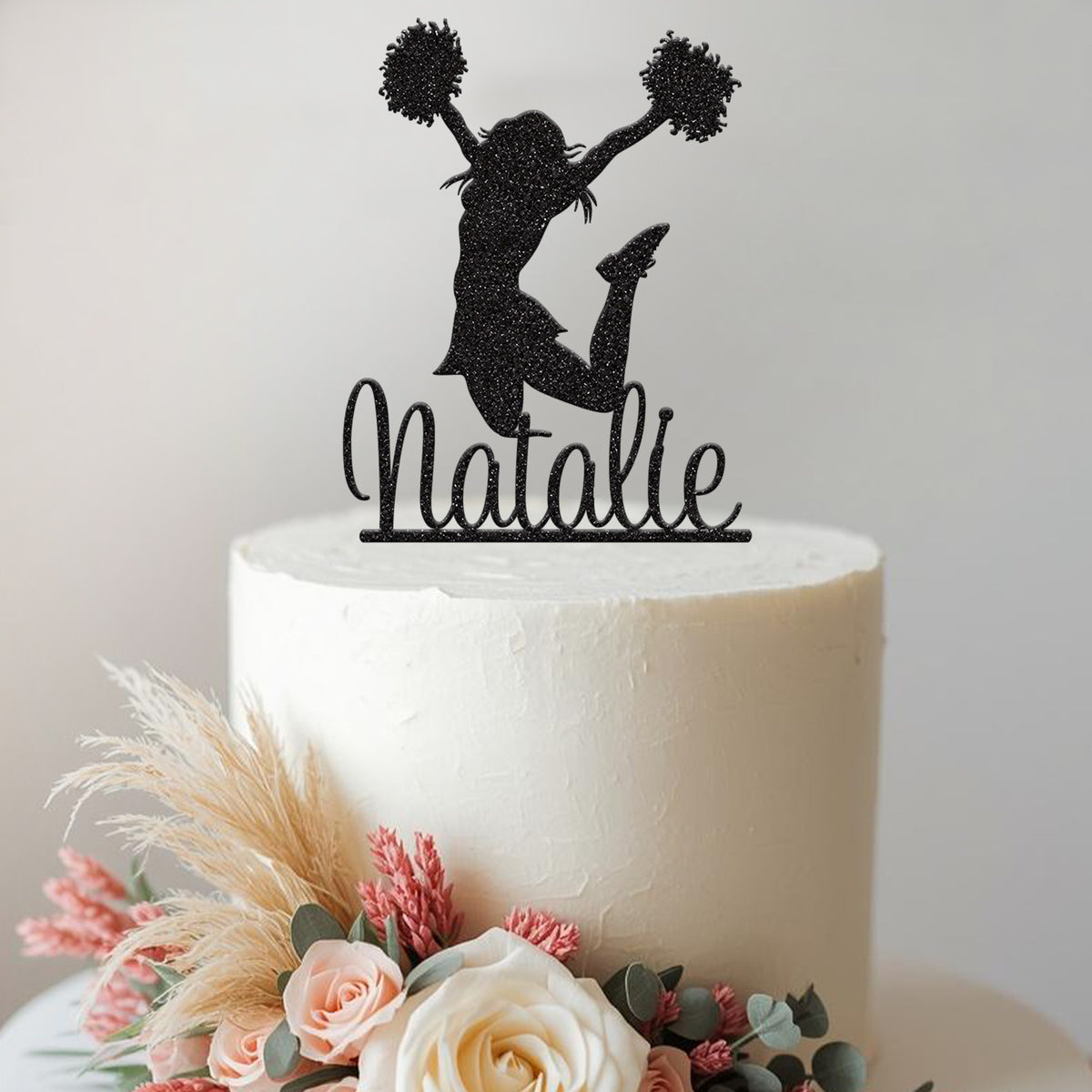 Personalised Jumping Cheerleader Cake Topper – Name - view 2 Main image