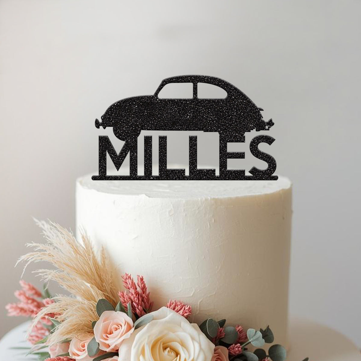 Personalised Rounded Classic Car Cake Topper – Name - view 2 Main image