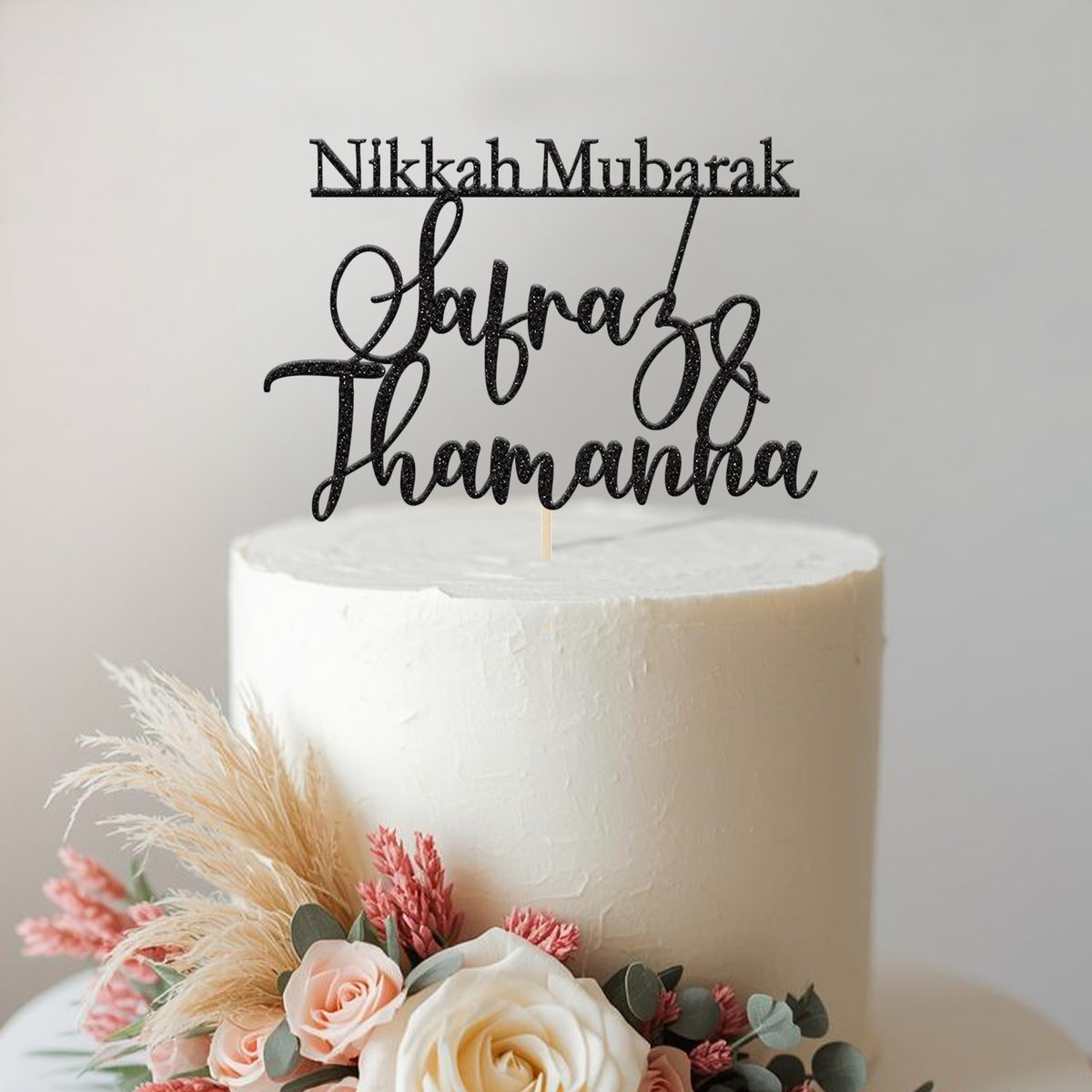 Personalised Nikkah Mubarak Cake Topper – Names - view 2 Main image