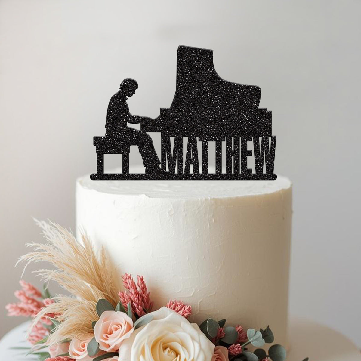 Personalised Grand Piano Player Cake Topper – Name - view 2 Main image