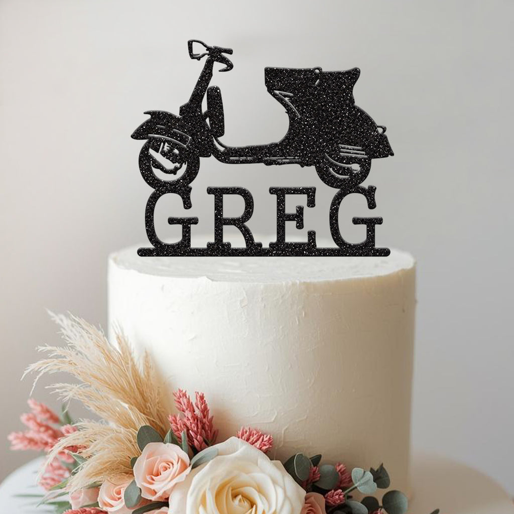 Personalised Classic Scooter Cake Topper – Name - view 2