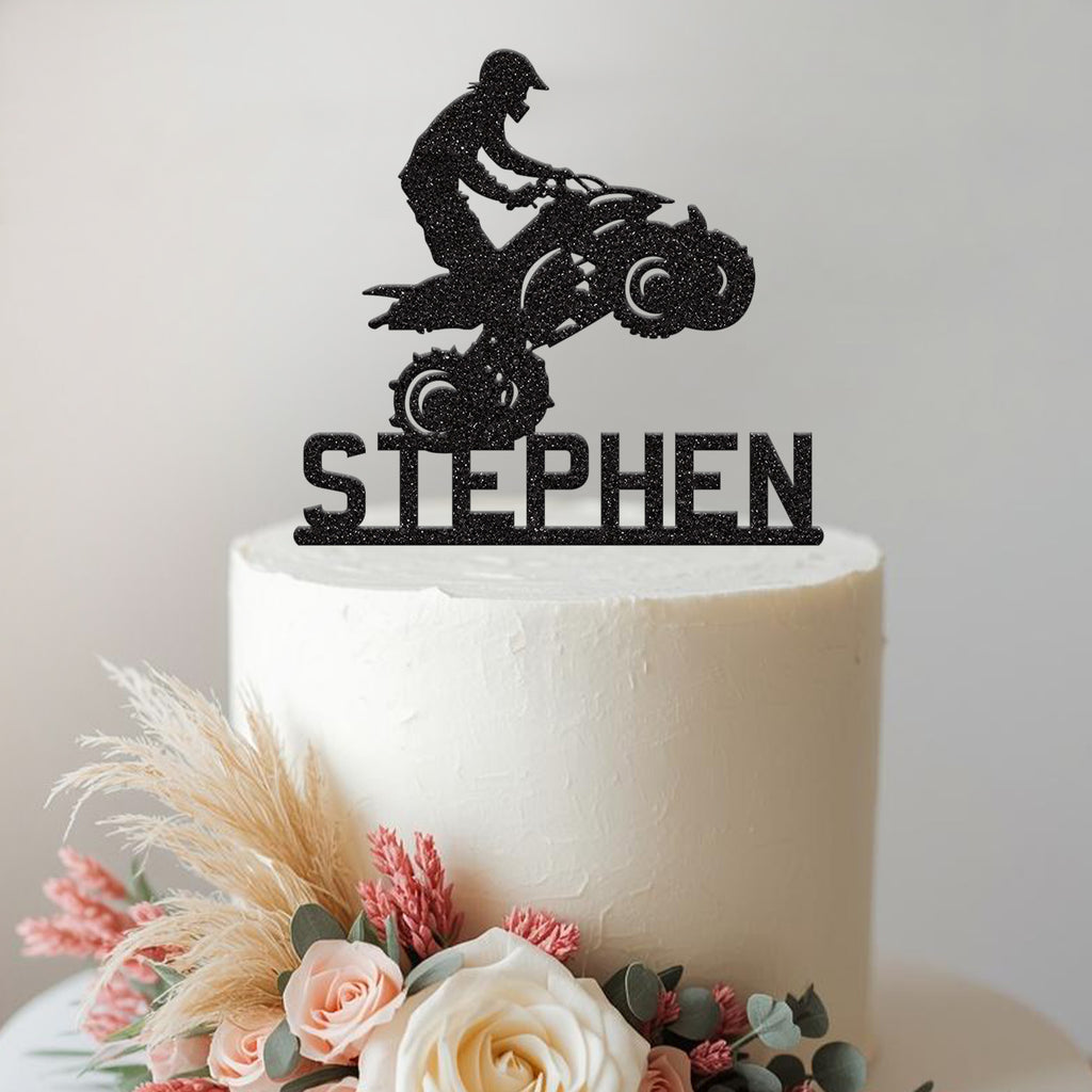 Personalised Quad Bike Wheelie Cake Topper – Name - view 2