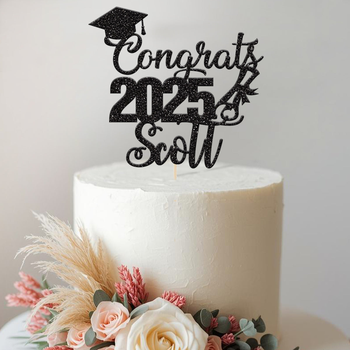 Personalised Stacked Congrats Graduation Cake Topper – Name & Year - view 2