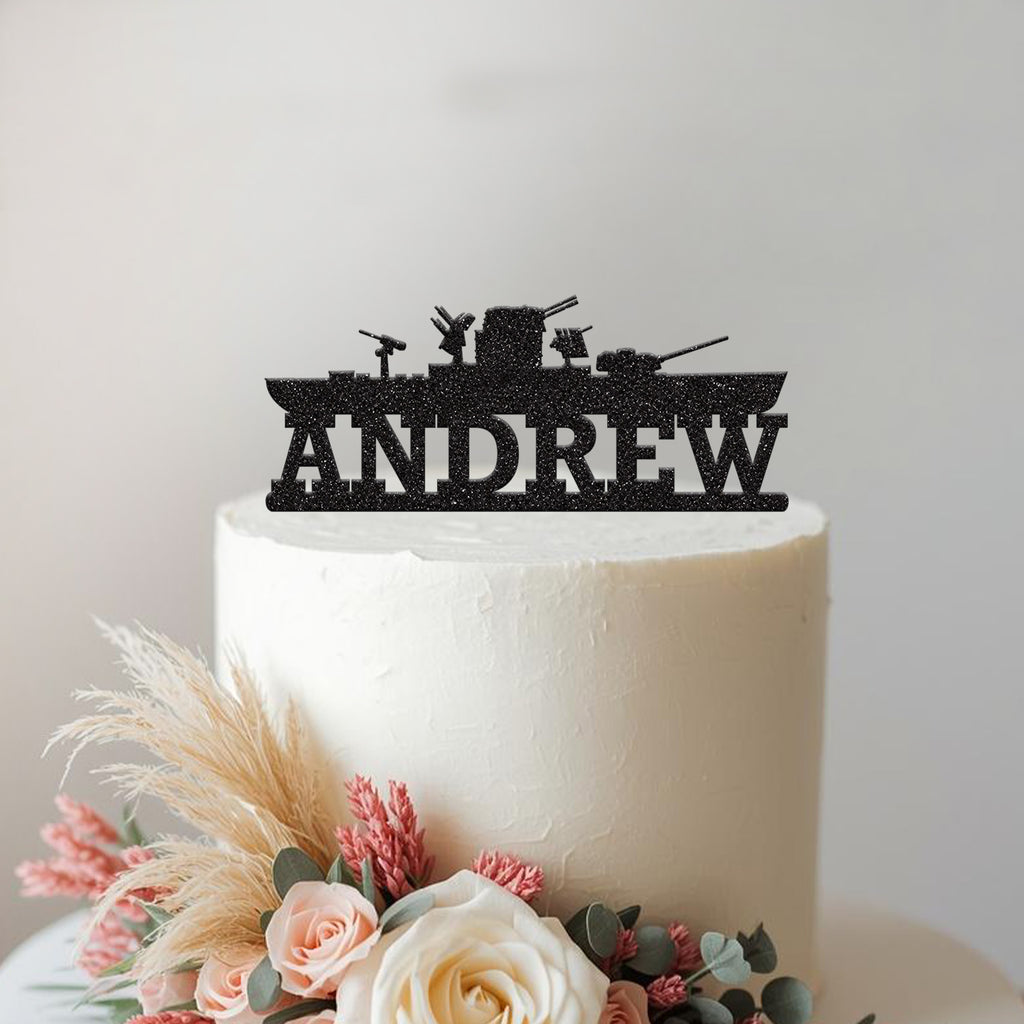 Personalised Warship Cake Topper – Name - view 2