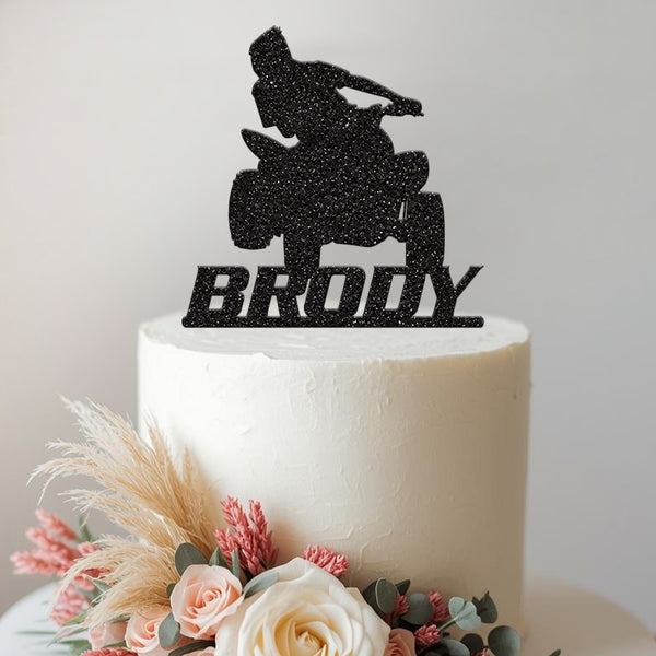 Personalised Quad Bike Rider Cake Topper – Name - view 2