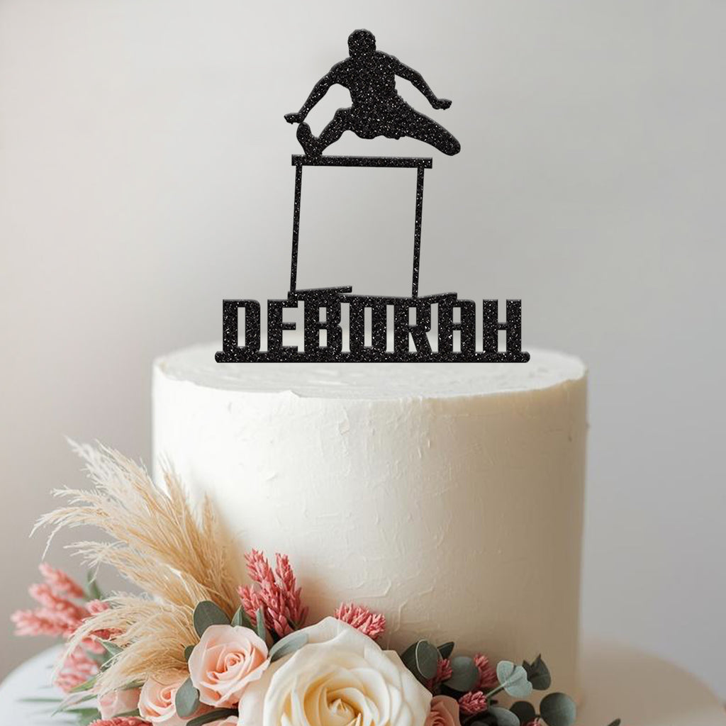 Personalised Hurdles Athlete Cake Topper – Name - view 2