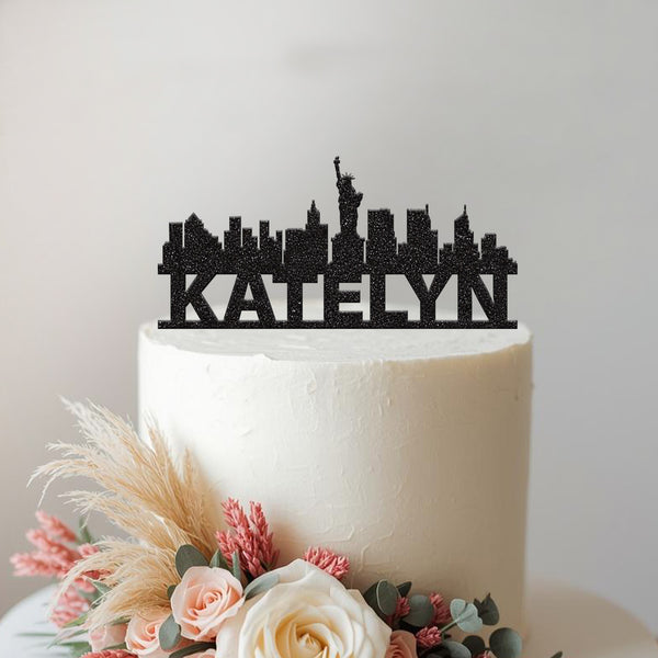 Personalised New York Skyline Cake Topper – Name - view 2